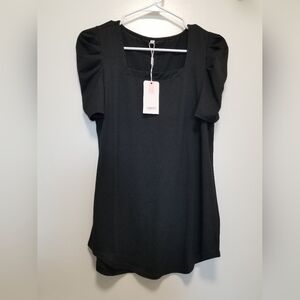 2/$25 Black Puff Sleeve Top Size S
